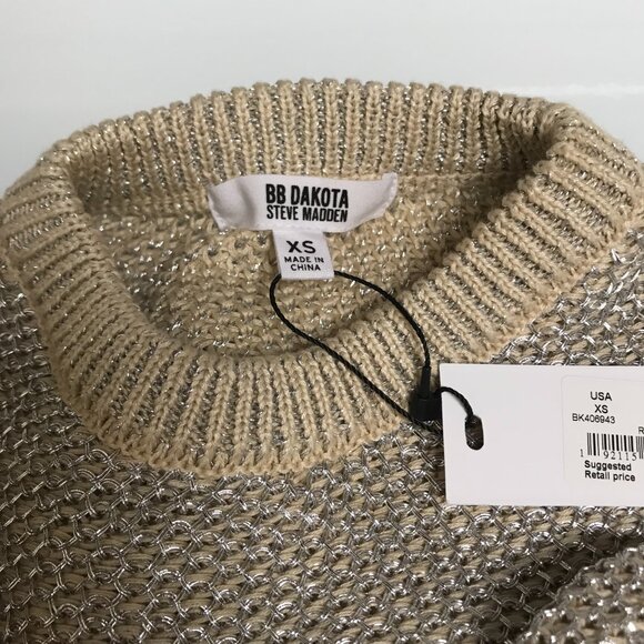 NEW BB Dakota Sweater XSmall Steve Madden Retail $89.00 Rose Gold Metallic - Picture 6 of 11